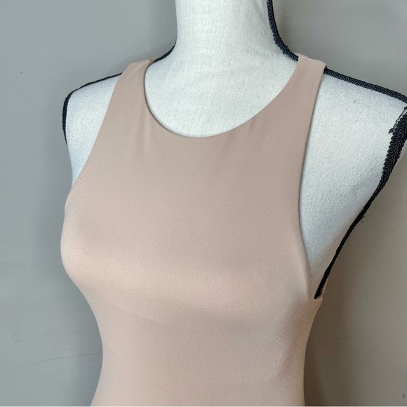 Zara Nude Beige Tan Sleeveless Snap Bottom High Neck Bodysuit Small - Picture 4 of 11